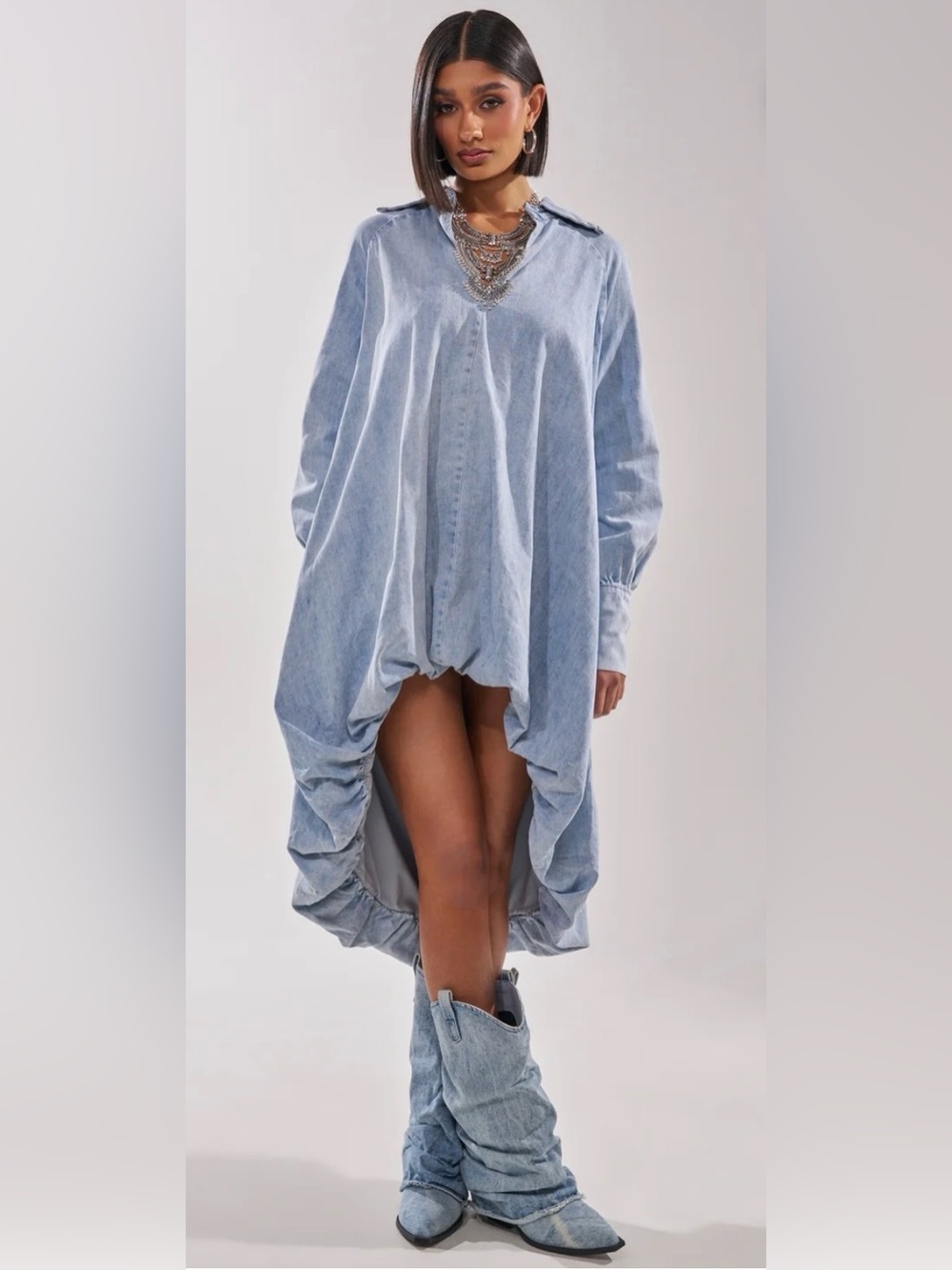 Akira “Amelia High-Low denim dress”- size large